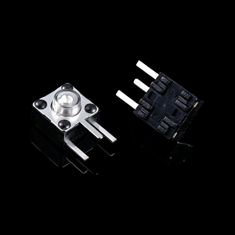 TS-E006102 6×6×5.0mm 촉각 스위치, 측면 3핀, 투명 흰색 헤드, 핀 길이 3.5mm
